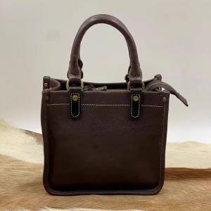 Vegetable-Tanned Leather Elegant Square Handbag