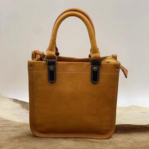 Vegetable-Tanned Leather Elegant Square Handbag