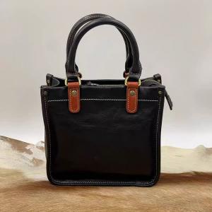 Vegetable-Tanned Leather Elegant Square Handbag