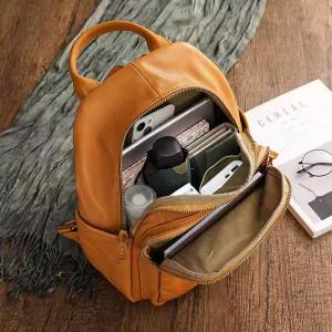 Preppy Style Cowhide Leather Versatile Backpack