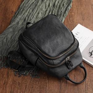 Preppy Style Cowhide Leather Versatile Backpack