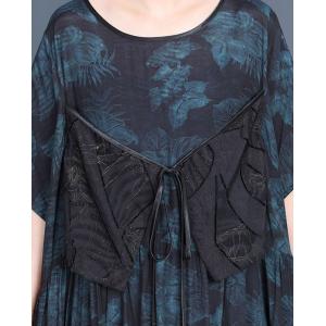 Loose-Fit Printed Layer Tied Winery Dress