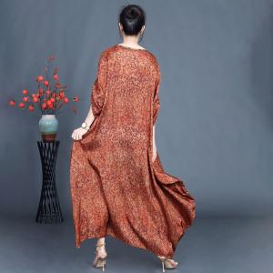 Ethnic Totem Patchwork Printed Maxi Flounced Dress
