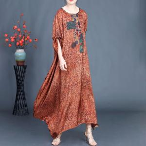 Ethnic Totem Patchwork Printed Maxi Flounced Dress
