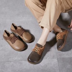 Contrast Color Leather Tied Board Shoes
