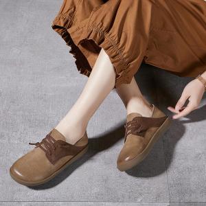 Contrast Color Leather Tied Board Shoes