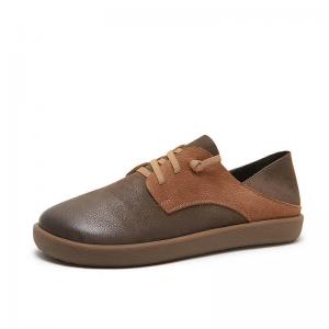 Contrast Color Leather Tied Board Shoes