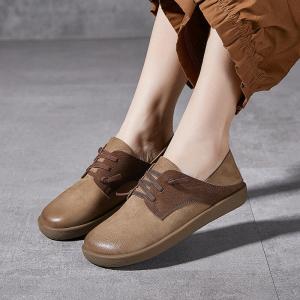 Contrast Color Leather Tied Board Shoes