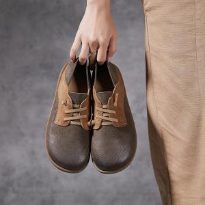 Contrast Color Leather Tied Board Shoes