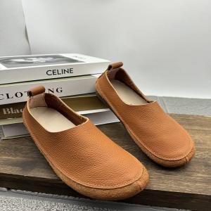 Soft Leather Wide Toe Comfort Work Shoes Flats