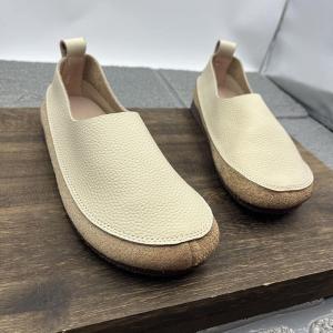 Soft Leather Wide Toe Comfort Work Shoes Flats