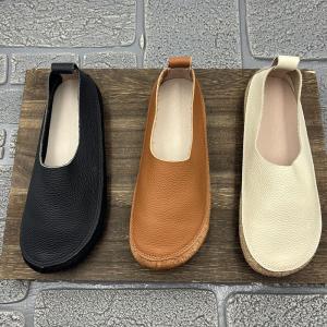 Soft Leather Wide Toe Comfort Work Shoes Flats