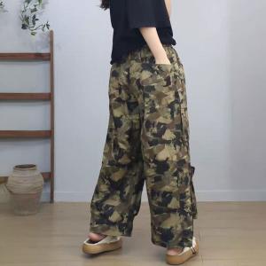 Baggy-Fit High Rise Straight Leg Camo Cargo Pants