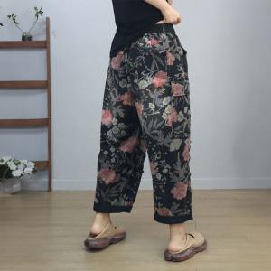 Straight Leg Printed High Rise Ripped Jeans