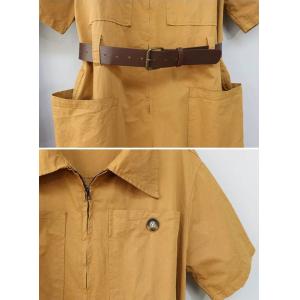 Short Sleeves Empire Waist Cotton Polo Neck Jumpsuits