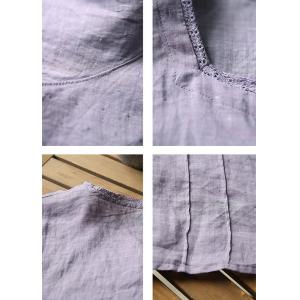 Lace Collar Ramie Pleated Swiss Dot Blouse