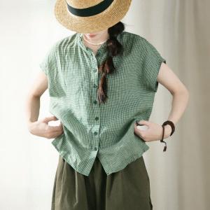 Organic Linen Short Sleeves Summer Blouse