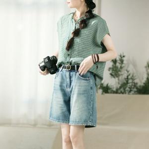 Organic Linen Short Sleeves Summer Blouse