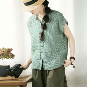 Organic Linen Short Sleeves Summer Blouse