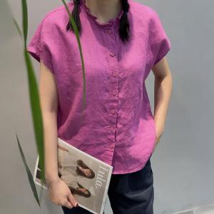 Organic Linen Short Sleeves Summer Blouse