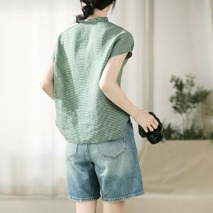 Organic Linen Short Sleeves Summer Blouse