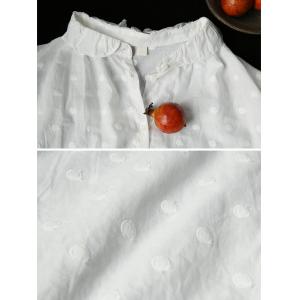 Scallop Collar Long Sleeves White Swiss Dot Blouse