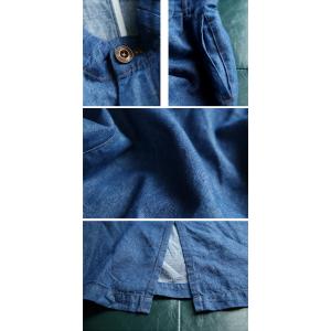 Cotton Linen Blue High Rise Jean Skirt