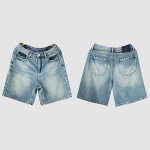 Wide Leg Light Wash Cotton Bermuda Jorts