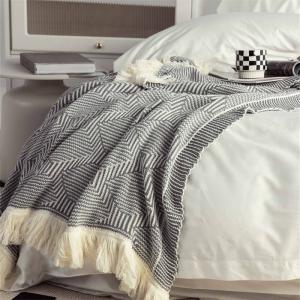 Modern Chic Knit Tassel Bed Blanket