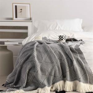 Modern Chic Knit Tassel Bed Blanket