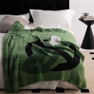 Banana and Chinese Characters Soft Green Blanket