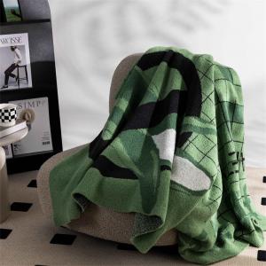 Banana and Chinese Characters Soft Green Blanket