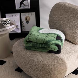 Banana and Chinese Characters Soft Green Blanket