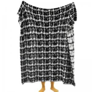 Classic Black and White Wool Knit Minimalist Blanket