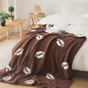Rugby Patterned Cute Soft Sofa Throw