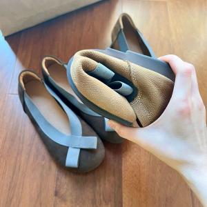Cozy Wide Toe Leather Slip-On Mommy Flats