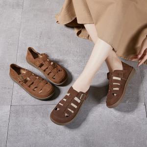 Bucket Leather Gladiator Platform Sandals for Women