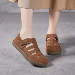 Bucket Leather Gladiator Platform Sandals for Women