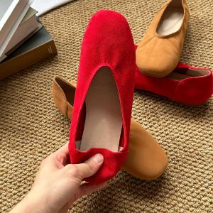 Square Toe Suede Comfortable Work Shoes