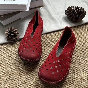 Breathable Comfort Hollow Out Wide Toe Flats