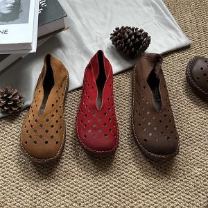 Breathable Comfort Hollow Out Wide Toe Flats