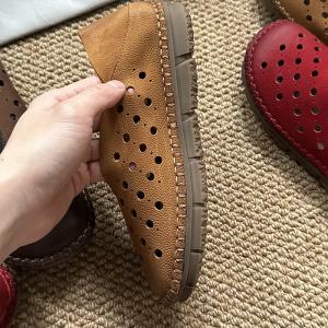 Breathable Comfort Hollow Out Wide Toe Flats