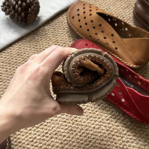 Breathable Comfort Hollow Out Wide Toe Flats