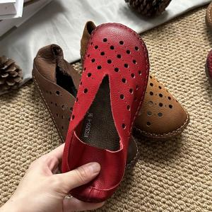 Breathable Comfort Hollow Out Wide Toe Flats