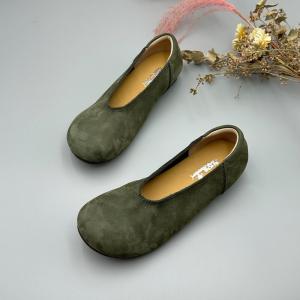 Casual Cozy Leather Slip-On Granny Flats