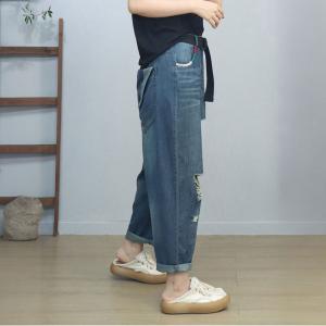 High Waist Straight Leg Ripped Jeans