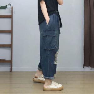Side Flap Pocket Ripped Baggy Dad Jeans