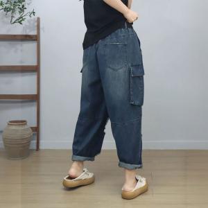 Side Flap Pocket Ripped Baggy Dad Jeans