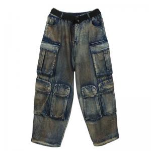 Hippie Style Womens Baggy Denim Cargo Pants