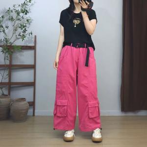 Drawstring Leg Closure Wide Leg Balloon Pants